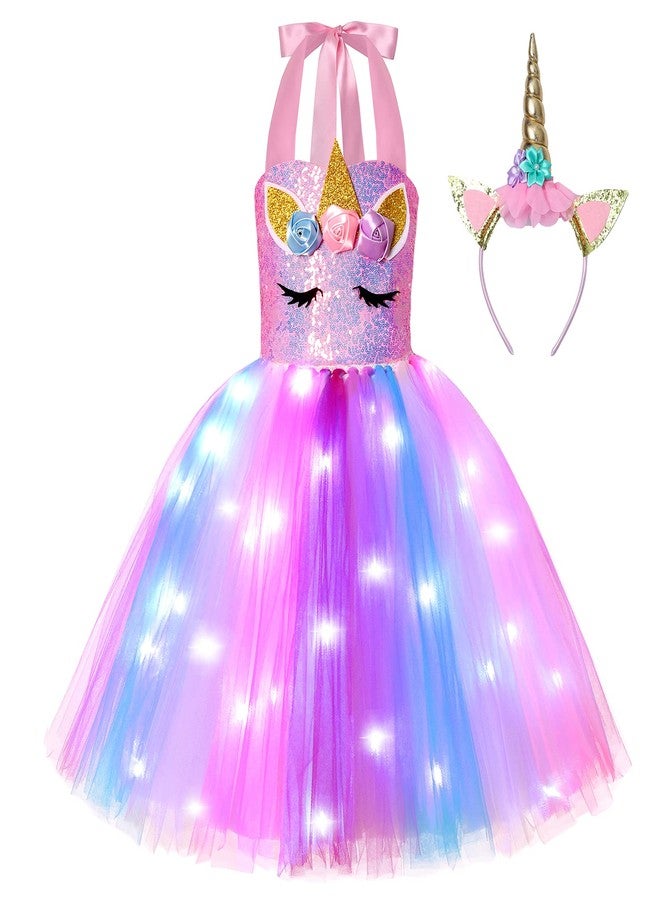 Davsolly Unicorn Costume for Girls Led Light Up Unicorn Princess Tutu Outfit (Unicorn Costume for Girls, 3-4 Years) - Image 1